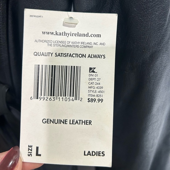 90s/ y2k Vintage Leather Moto Jacket NEW WITH TAGS - Kathy Ireland - Picture 12 of 14